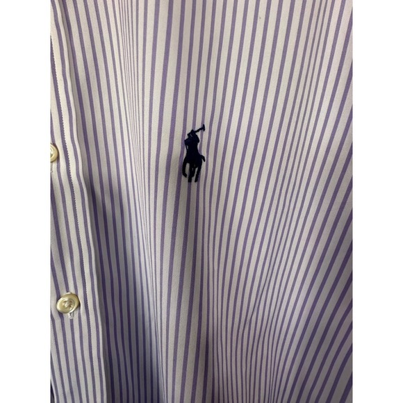 Ralph Lauren Custom Fit White with Purple Stripes Sz 16.5 - 32/33 - 100% Cotton - Picture 2 of 6